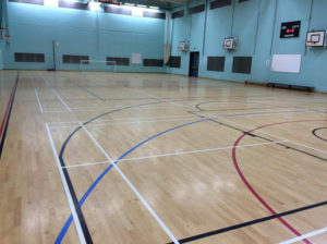 Sports Hall Floor Relacquered and Lines