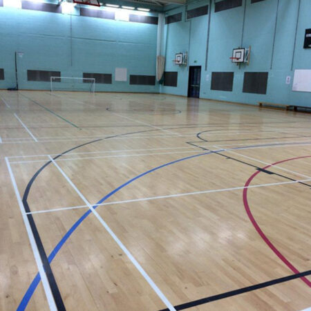 Sports Hall Floor Relacquered and Lines
