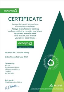 Approved Manufacturer Certificate